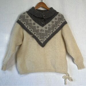 Vintage Alafoss Icewool Iceland Nordic Wool Sweater Fair Isle Women Size Small S